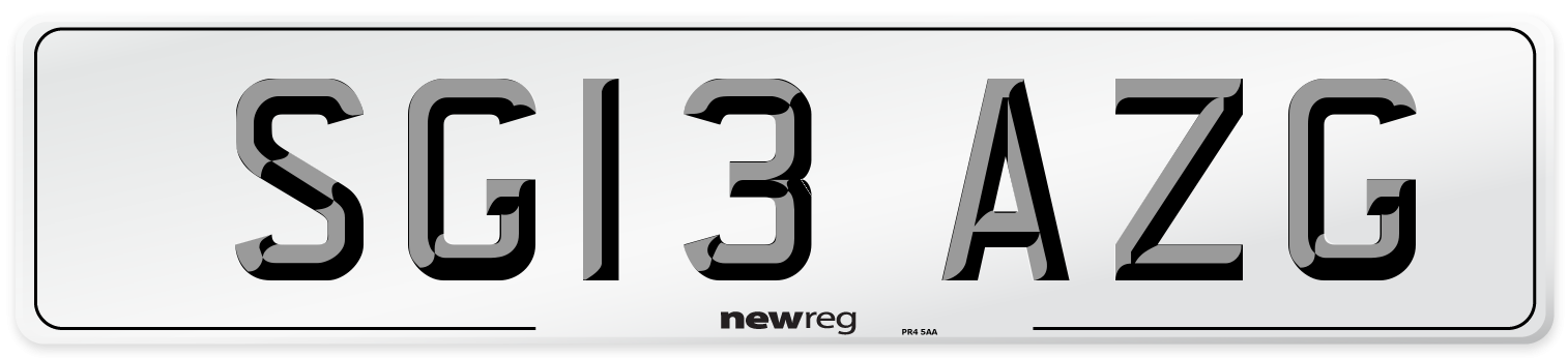 SG13 AZG Number Plate from New Reg